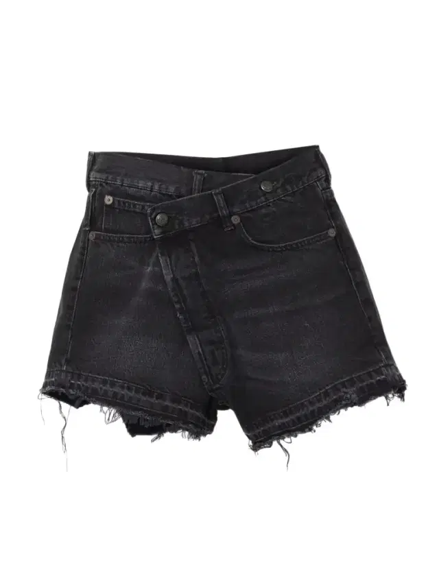 Crossover Asymmetric Distressed Denim Shorts Crossover Asymmetric Distressed Denim Shorts