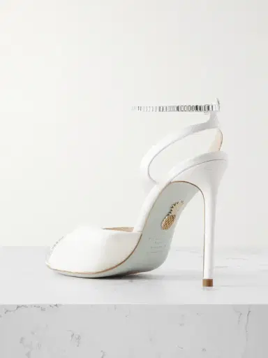 Aquazzura Be Mine 105 Embellished Grosgrain-trimmed Chiffon Sandals | Thumbnail 3 Aquazzura Be Mine 105 Embellished Grosgrain-trimmed Chiffon Sandals | Thumbnail 3
