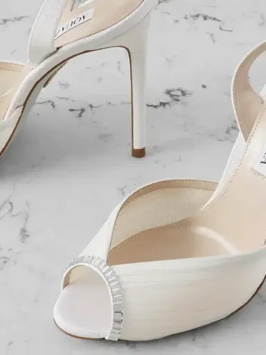 Aquazzura Be Mine 105 Embellished Grosgrain-trimmed Chiffon Sandals | Thumbnail 4 Aquazzura Be Mine 105 Embellished Grosgrain-trimmed Chiffon Sandals | Thumbnail 4