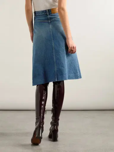 Chloé Pleated Paneled Denim Midi Skirt | Thumbnail 4 Chloé Pleated Paneled Denim Midi Skirt | Thumbnail 4