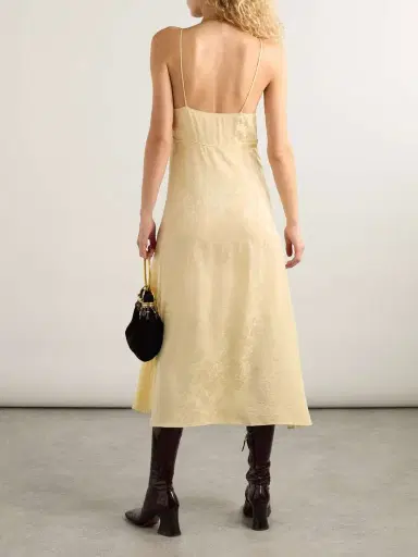 Chloé Lace-trimmed Floral-jacquard Silk Midi Dress | Thumbnail 4 Chloé Lace-trimmed Floral-jacquard Silk Midi Dress | Thumbnail 4
