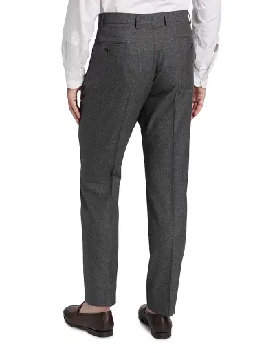 Emporio Armani Men's Flat Front Wool-Cotton Trousers - Solid Dark Grey | Thumbnail 5 Emporio Armani Men's Flat Front Wool-Cotton Trousers - Solid Dark Grey | Thumbnail 5