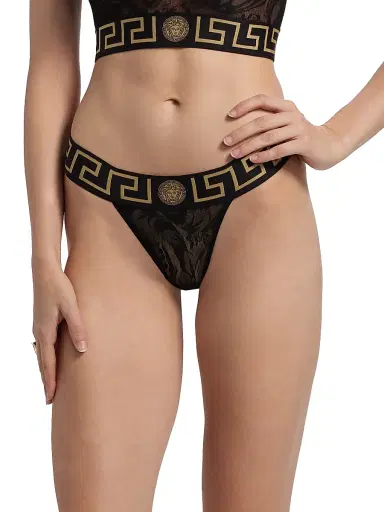 Versace Women's Perizoma Greca Jacquard Thong - Black - Size XL | Thumbnail 3 Versace Women's Perizoma Greca Jacquard Thong - Black - Size XL | Thumbnail 3