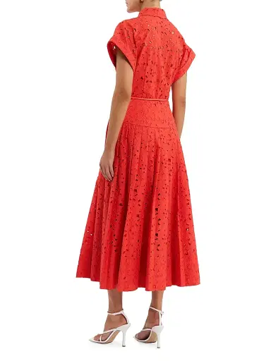 Rebecca Vallance Women's Blaire Guipure Lace Midi-Shirtdress - Orange - Size 4 | Thumbnail 3 Rebecca Vallance Women's Blaire Guipure Lace Midi-Shirtdress - Orange - Size 4 | Thumbnail 3