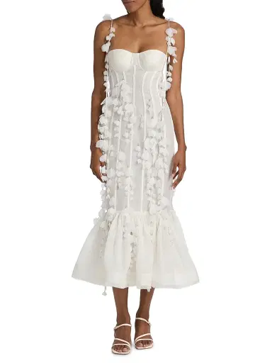 Zimmermann Women's Dawning Petal Linen-Silk Midi-Dress - Ivory - Size 0 | Thumbnail 3 Zimmermann Women's Dawning Petal Linen-Silk Midi-Dress - Ivory - Size 0 | Thumbnail 3