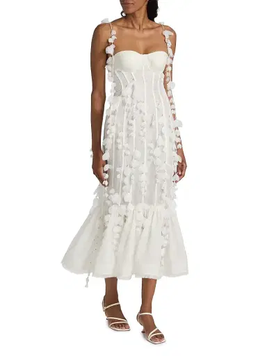 Zimmermann Women's Dawning Petal Linen-Silk Midi-Dress - Ivory - Size 0 | Thumbnail 4 Zimmermann Women's Dawning Petal Linen-Silk Midi-Dress - Ivory - Size 0 | Thumbnail 4