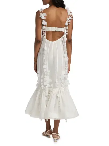 Zimmermann Women's Dawning Petal Linen-Silk Midi-Dress - Ivory - Size 0 | Thumbnail 5 Zimmermann Women's Dawning Petal Linen-Silk Midi-Dress - Ivory - Size 0 | Thumbnail 5