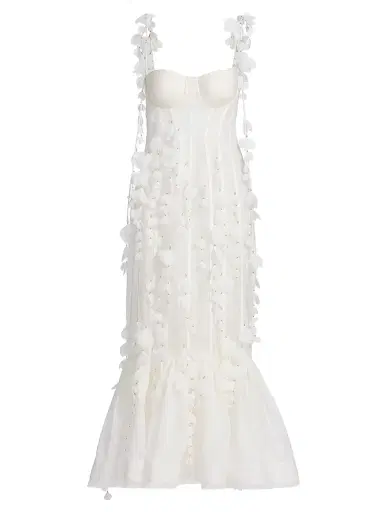 Zimmermann Women's Dawning Petal Linen-Silk Midi-Dress - Ivory - Size 0 | Thumbnail 1 Zimmermann Women's Dawning Petal Linen-Silk Midi-Dress - Ivory - Size 0 | Thumbnail 1