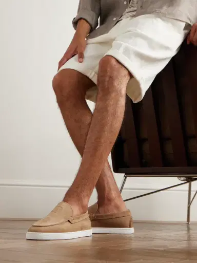 Christian Louboutin Moonboat Logo-Embossed Nubuck Loafers - Men | Thumbnail 2 Christian Louboutin Moonboat Logo-Embossed Nubuck Loafers - Men | Thumbnail 2