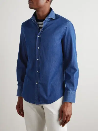 Brunello Cucinelli lim-Fit Cutaway-Collar Cotton hirt - Men | Thumbnail 3 Brunello Cucinelli lim-Fit Cutaway-Collar Cotton hirt - Men | Thumbnail 3