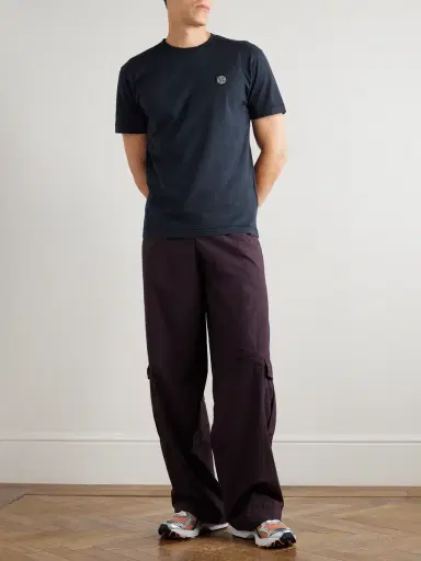 Stone Island Logo-Appliquéd Garment-Dyed Cotton-Jersey T-Shirt - Men | Thumbnail 2 Stone Island Logo-Appliquéd Garment-Dyed Cotton-Jersey T-Shirt - Men | Thumbnail 2