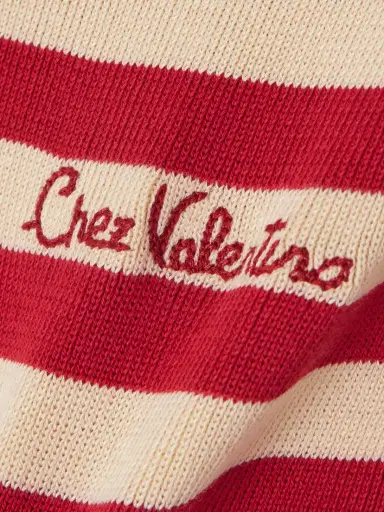 Valentino Garavani Embroidered Striped Ribbed-knit Cotton Sweater | Thumbnail 5 Valentino Garavani Embroidered Striped Ribbed-knit Cotton Sweater | Thumbnail 5