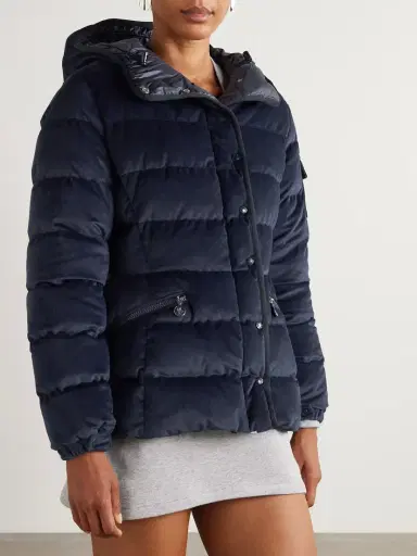Moncler Barante Quilted Velour Hooded Down Jacket | Thumbnail 3 Moncler Barante Quilted Velour Hooded Down Jacket | Thumbnail 3