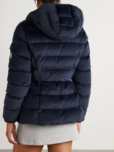 Moncler Barante Quilted Velour Hooded Down Jacket | Thumbnail 4 Moncler Barante Quilted Velour Hooded Down Jacket | Thumbnail 4