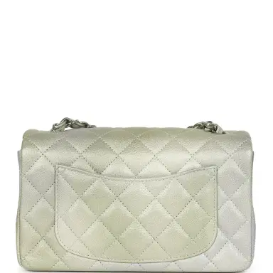 Chanel Chanel Mini Classic Rectangular Flap Bag Grey and Green Ombre Iridescent Goatskin Silver Hardware | Thumbnail 5 Chanel Chanel Mini Classic Rectangular Flap Bag Grey and Green Ombre Iridescent Goatskin Silver Hardware | Thumbnail 5