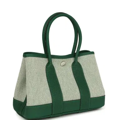 HERMÈS Hermes Garden Party Neo 23 Vert Moyen-Ecru Toile H Canvas and Vert Moyen Negonda Palladium Hardware | Thumbnail 2 HERMÈS Hermes Garden Party Neo 23 Vert Moyen-Ecru Toile H Canvas and Vert Moyen Negonda Palladium Hardware | Thumbnail 2