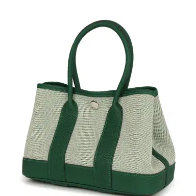 HERMÈS Hermes Garden Party Neo 23 Vert Moyen-Ecru Toile H Canvas and Vert Moyen Negonda Palladium Hardware | Thumbnail 3 HERMÈS Hermes Garden Party Neo 23 Vert Moyen-Ecru Toile H Canvas and Vert Moyen Negonda Palladium Hardware | Thumbnail 3