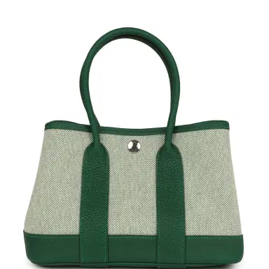 HERMÈS Hermes Garden Party Neo 23 Vert Moyen-Ecru Toile H Canvas and Vert Moyen Negonda Palladium Hardware | Thumbnail 5 HERMÈS Hermes Garden Party Neo 23 Vert Moyen-Ecru Toile H Canvas and Vert Moyen Negonda Palladium Hardware | Thumbnail 5