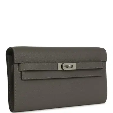 HERMÈS Hermes Kelly Wallet To Go Gris Meyer Epsom Palladium Hardware | Thumbnail 2 HERMÈS Hermes Kelly Wallet To Go Gris Meyer Epsom Palladium Hardware | Thumbnail 2