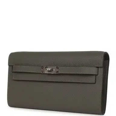 HERMÈS Hermes Kelly Wallet To Go Gris Meyer Epsom Palladium Hardware | Thumbnail 3 HERMÈS Hermes Kelly Wallet To Go Gris Meyer Epsom Palladium Hardware | Thumbnail 3