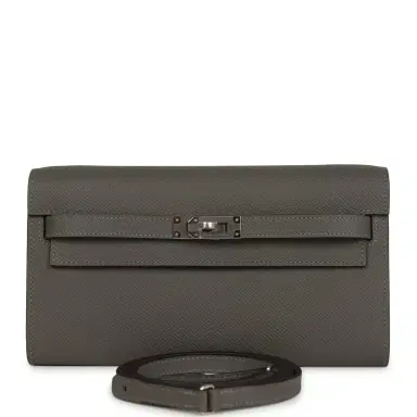 HERMÈS Hermes Kelly Wallet To Go Gris Meyer Epsom Palladium Hardware | Thumbnail 1 HERMÈS Hermes Kelly Wallet To Go Gris Meyer Epsom Palladium Hardware | Thumbnail 1