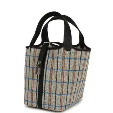 HERMÈS Hermes Picotin Lock 18 Black Swift and Ecru, Bleu, Black and Fauve Toile H Canvas Palladium Hardware | Thumbnail 3 HERMÈS Hermes Picotin Lock 18 Black Swift and Ecru, Bleu, Black and Fauve Toile H Canvas Palladium Hardware | Thumbnail 3