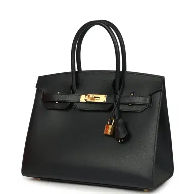 HERMÈS Pre-owned Hermes Birkin 30 Bleu Minuit Monsiuer Gold Hardware | Thumbnail 3 HERMÈS Pre-owned Hermes Birkin 30 Bleu Minuit Monsiuer Gold Hardware | Thumbnail 3