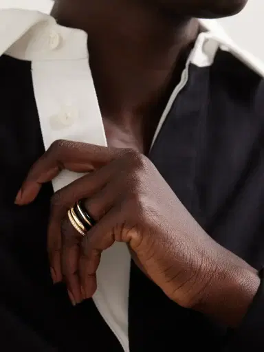 By Pariah The Albert, Essential And Triple Eternity Set Of Three 14-karat Recycled Gold, Onyx And Laboratory-grown Diamond Rings | Thumbnail 2 By Pariah The Albert, Essential And Triple Eternity Set Of Three 14-karat Recycled Gold, Onyx And Laboratory-grown Diamond Rings | Thumbnail 2