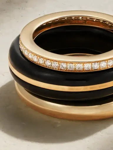 By Pariah The Albert, Essential And Triple Eternity Set Of Three 14-karat Recycled Gold, Onyx And Laboratory-grown Diamond Rings | Thumbnail 3 By Pariah The Albert, Essential And Triple Eternity Set Of Three 14-karat Recycled Gold, Onyx And Laboratory-grown Diamond Rings | Thumbnail 3