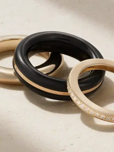 By Pariah The Albert, Essential And Triple Eternity Set Of Three 14-karat Recycled Gold, Onyx And Laboratory-grown Diamond Rings | Thumbnail 4 By Pariah The Albert, Essential And Triple Eternity Set Of Three 14-karat Recycled Gold, Onyx And Laboratory-grown Diamond Rings | Thumbnail 4