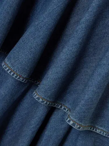 Alaïa Asymmetric Ruffled Tiered Denim Skirt | Thumbnail 4 Alaïa Asymmetric Ruffled Tiered Denim Skirt | Thumbnail 4