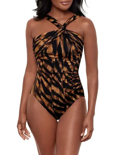 Miraclesuit Swim Women's Raya De Safari Europa Animal-Print One-Piece Swimsuit - Black Brown - Size 16 | Thumbnail 2 Miraclesuit Swim Women's Raya De Safari Europa Animal-Print One-Piece Swimsuit - Black Brown - Size 16 | Thumbnail 2