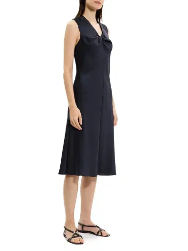 Theory Women's Crushed Satin Twist Scoop Dress - Nocturne Navy | Thumbnail 3 Theory Women's Crushed Satin Twist Scoop Dress - Nocturne Navy | Thumbnail 3