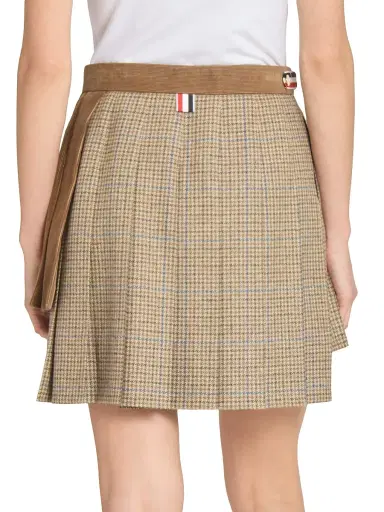 Thom Browne Women's Pleated Wool-Cotton Wrap Miniskirt - Brown | Thumbnail 5 Thom Browne Women's Pleated Wool-Cotton Wrap Miniskirt - Brown | Thumbnail 5