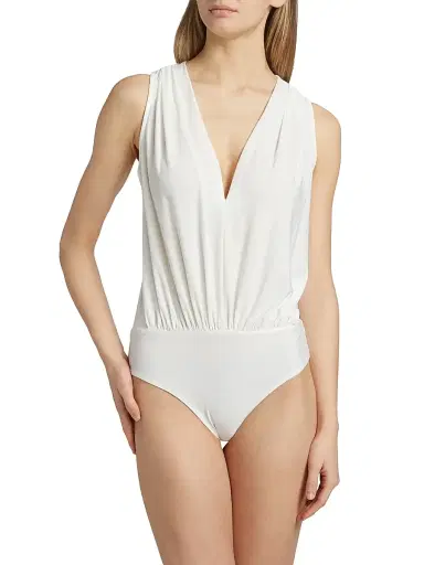 Generation Love Women's Ansel Draped Jersey Bodysuit - White | Thumbnail 6 Generation Love Women's Ansel Draped Jersey Bodysuit - White | Thumbnail 6