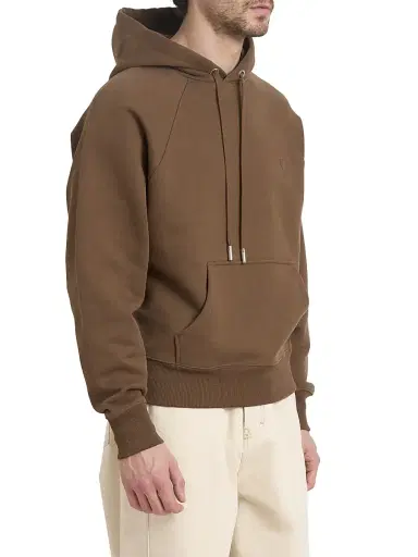 AMI Paris Men's Small Embossed Ami de Coeur Hoodie - Hazelnut | Thumbnail 4 AMI Paris Men's Small Embossed Ami de Coeur Hoodie - Hazelnut | Thumbnail 4