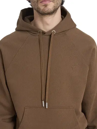 AMI Paris Men's Small Embossed Ami de Coeur Hoodie - Hazelnut | Thumbnail 6 AMI Paris Men's Small Embossed Ami de Coeur Hoodie - Hazelnut | Thumbnail 6