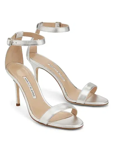 Manolo Blahnik Women's Chaos Metallic Leather Sandals | Thumbnail 2 Manolo Blahnik Women's Chaos Metallic Leather Sandals | Thumbnail 2