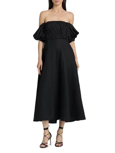 Reiss Women's Frankie Bardot Sculpted Midi-Dress - Black | Thumbnail 3 Reiss Women's Frankie Bardot Sculpted Midi-Dress - Black | Thumbnail 3