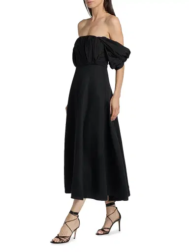 Reiss Women's Frankie Bardot Sculpted Midi-Dress - Black | Thumbnail 4 Reiss Women's Frankie Bardot Sculpted Midi-Dress - Black | Thumbnail 4