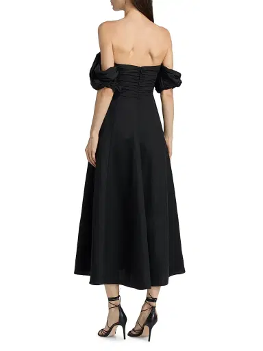 Reiss Women's Frankie Bardot Sculpted Midi-Dress - Black | Thumbnail 5 Reiss Women's Frankie Bardot Sculpted Midi-Dress - Black | Thumbnail 5