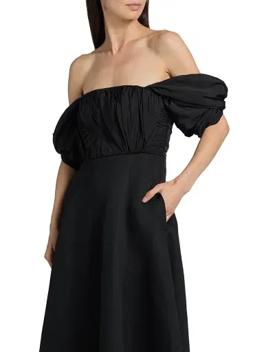 Reiss Women's Frankie Bardot Sculpted Midi-Dress - Black | Thumbnail 6 Reiss Women's Frankie Bardot Sculpted Midi-Dress - Black | Thumbnail 6