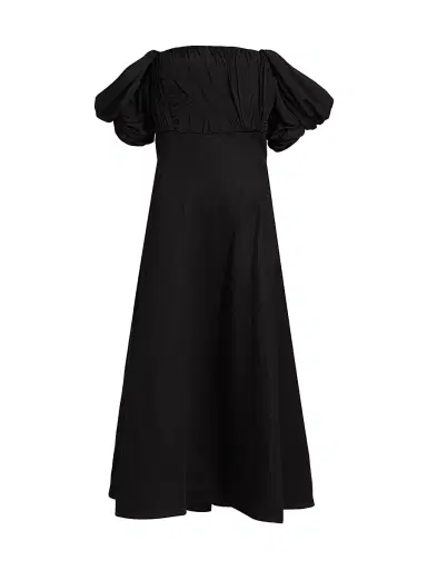 Reiss Women's Frankie Bardot Sculpted Midi-Dress - Black | Thumbnail 1 Reiss Women's Frankie Bardot Sculpted Midi-Dress - Black | Thumbnail 1