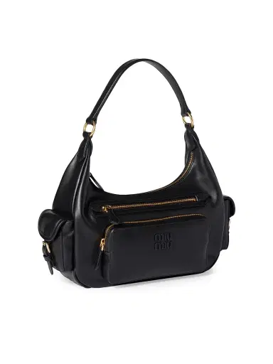 Miu Miu Women's Pocket Leather Shoulder Bag - Black | Thumbnail 2 Miu Miu Women's Pocket Leather Shoulder Bag - Black | Thumbnail 2