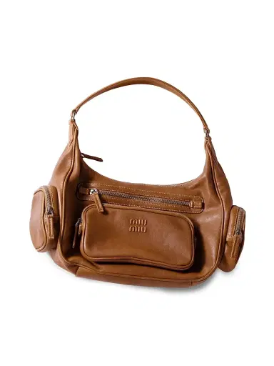 Miu Miu Women's Pocket Nappa Leather Shoulder Bag - Brown | Thumbnail 5 Miu Miu Women's Pocket Nappa Leather Shoulder Bag - Brown | Thumbnail 5