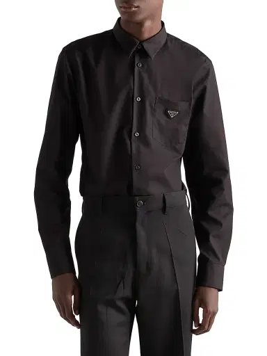 Prada Men's Cotton Shirt - Black - Size Medium | Thumbnail 2 Prada Men's Cotton Shirt - Black - Size Medium | Thumbnail 2