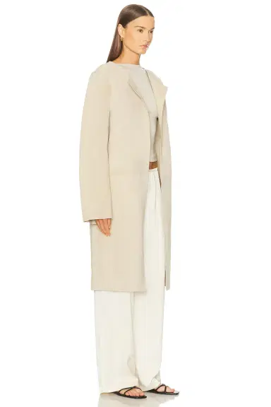 Toteme Collarless Suede Coat | Thumbnail 2 Toteme Collarless Suede Coat | Thumbnail 2