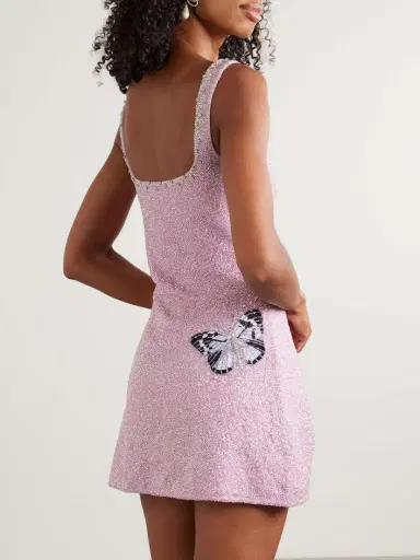 Clio Peppiatt Mariposa Crystal-embellished Beaded Tulle Mini Dress | Thumbnail 3 Clio Peppiatt Mariposa Crystal-embellished Beaded Tulle Mini Dress | Thumbnail 3