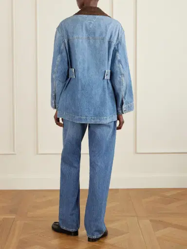 Bottega Veneta Intrecciato Leather-trimmed Denim Jacket | Thumbnail 3 Bottega Veneta Intrecciato Leather-trimmed Denim Jacket | Thumbnail 3
