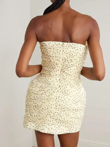 Magda Butrym Strapless Crochet-trimmed Ruched Polka-dot Silk-blend Chiffon Mini Dress | Thumbnail 3 Magda Butrym Strapless Crochet-trimmed Ruched Polka-dot Silk-blend Chiffon Mini Dress | Thumbnail 3